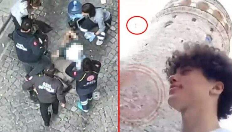 İstanbul’da bir kişinin Galata Kulesi’nden atlayarak intihar ettiği anların görüntüsü ortaya çıktı