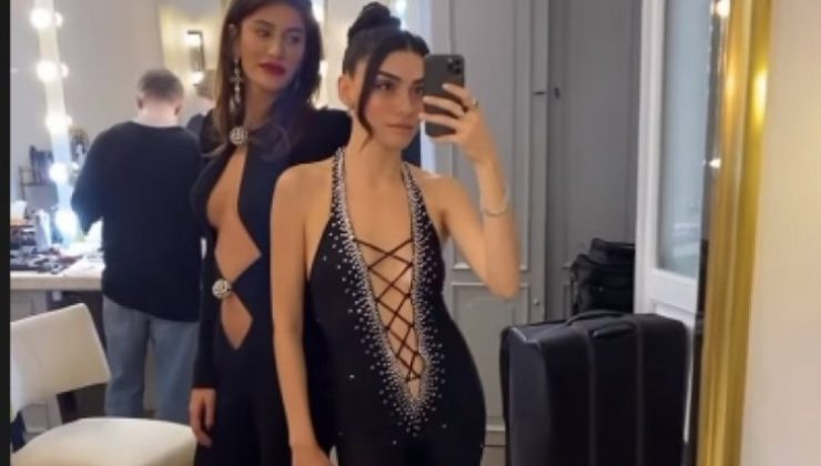 Gören Dua Lipa sandı! Hazar Ergüçlü’nün göbeğine kadar inen derin göğüs dekoltesi olay oldu!